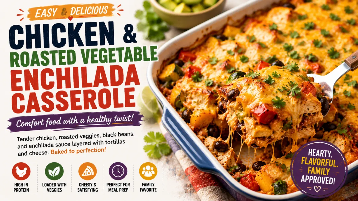 Chicken and Roasted Vegetable Enchilada Casserole